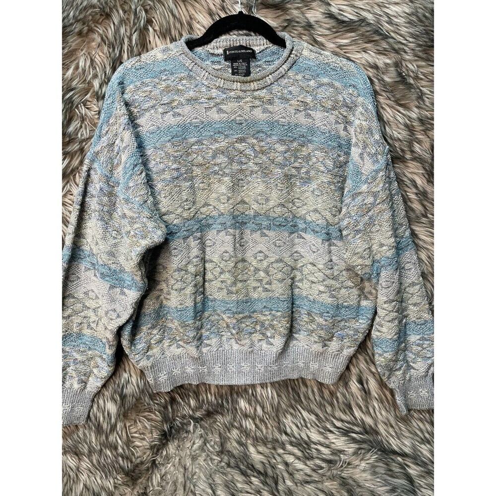 Vintage Conte di Milano Made in Italy Knit Cotton‎ Sweater Men's Size L
